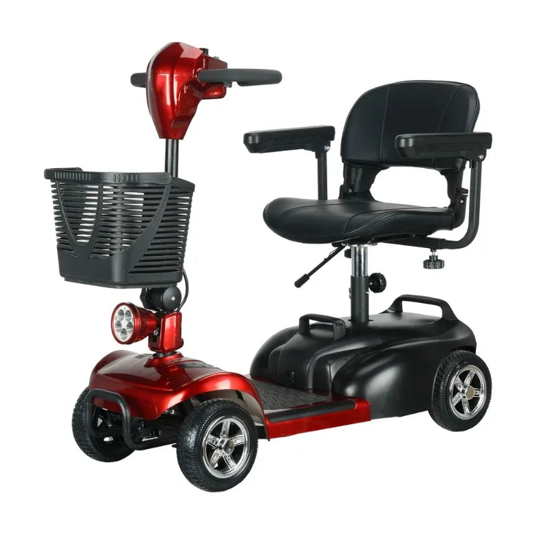 Portable Folding Mobility Scooter 250W 24V Elderly 4 Wheel Mobility Electric Scooter with Basket Lightweight E-bike Long Range