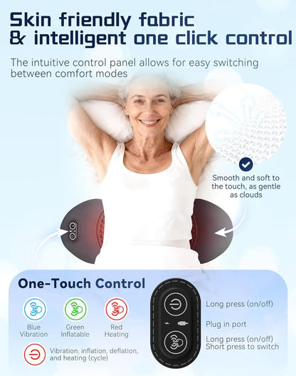Back Massager  3-in-1 Design with Vibration Back Pain Relief, 135° Ergonomic Contour, Skin-Friendly Fabric & One-Touch Control