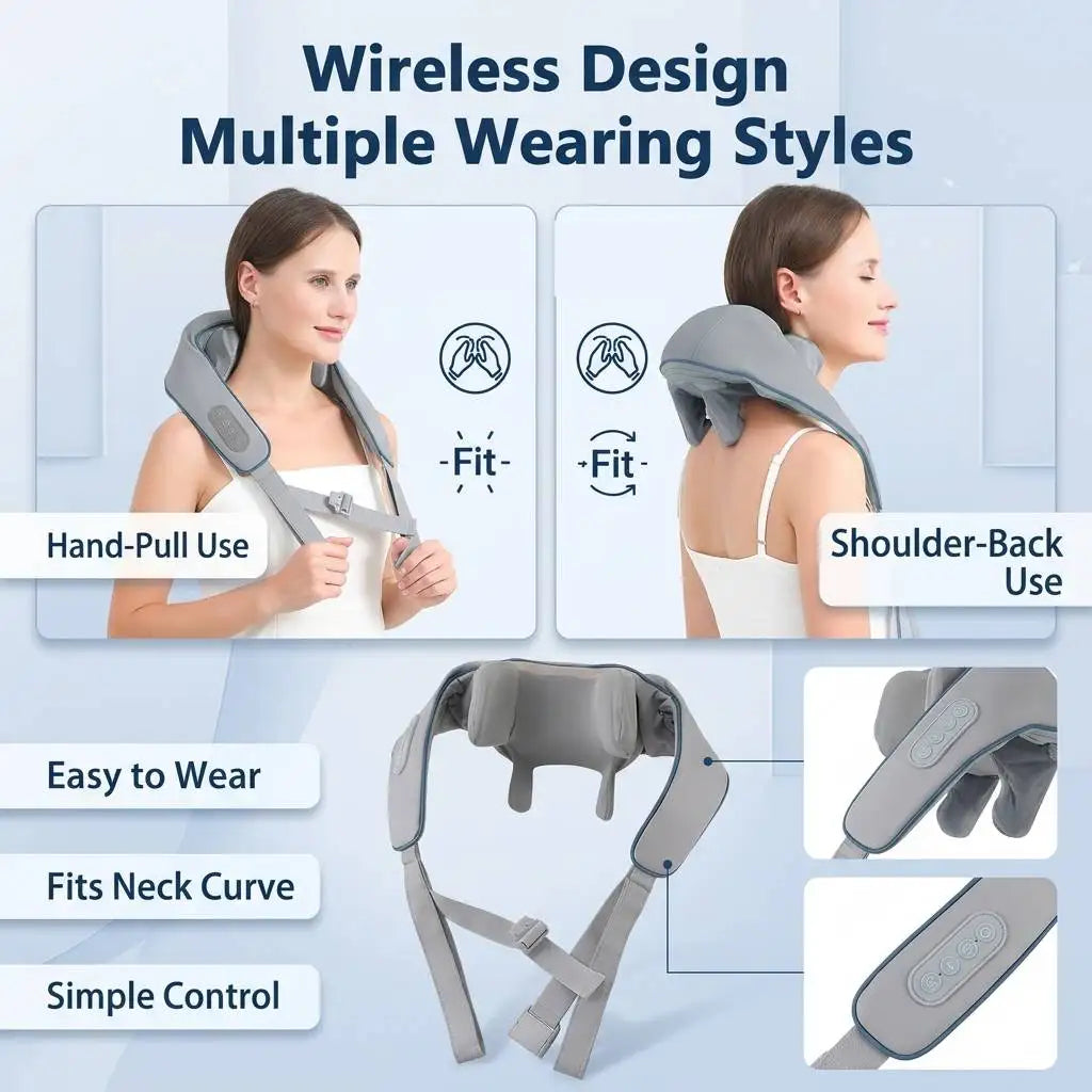 Neck And Shoulder Massager, USB Rechargeable Portable Neck And Shoulder Massager, Ergonomic Design for Back, Legs, Shoulder N