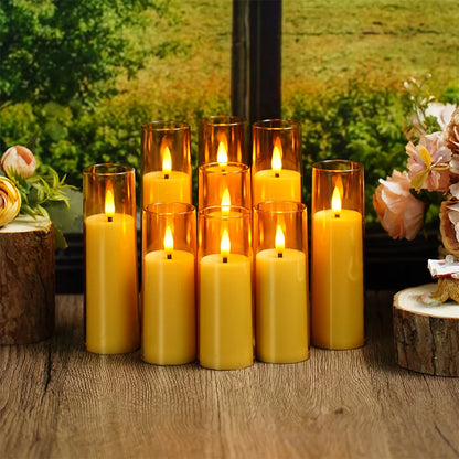 9 Acrylic Flameless LED Electronic Candles Timer Dimmable Flickering Safe Gift Hanukkah Diwali Ramadan Prayer Meditation Candle