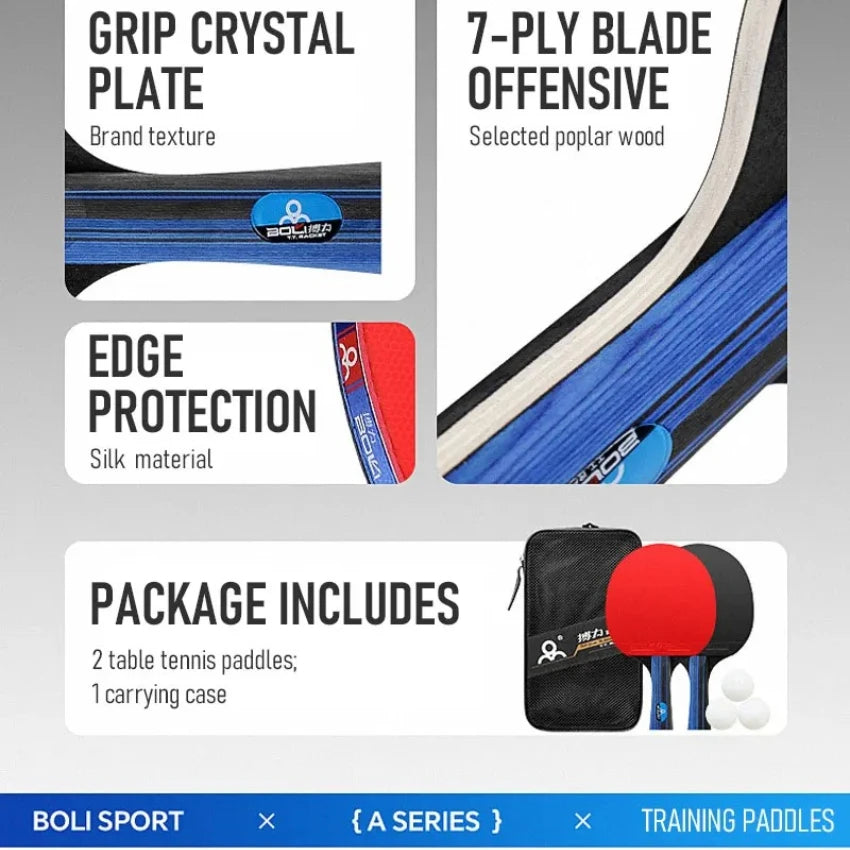 5 stars Table Tennis Rackets Professional High Performance Sets with bag Carrying Case Training Pure Solid Wood High Elasticity