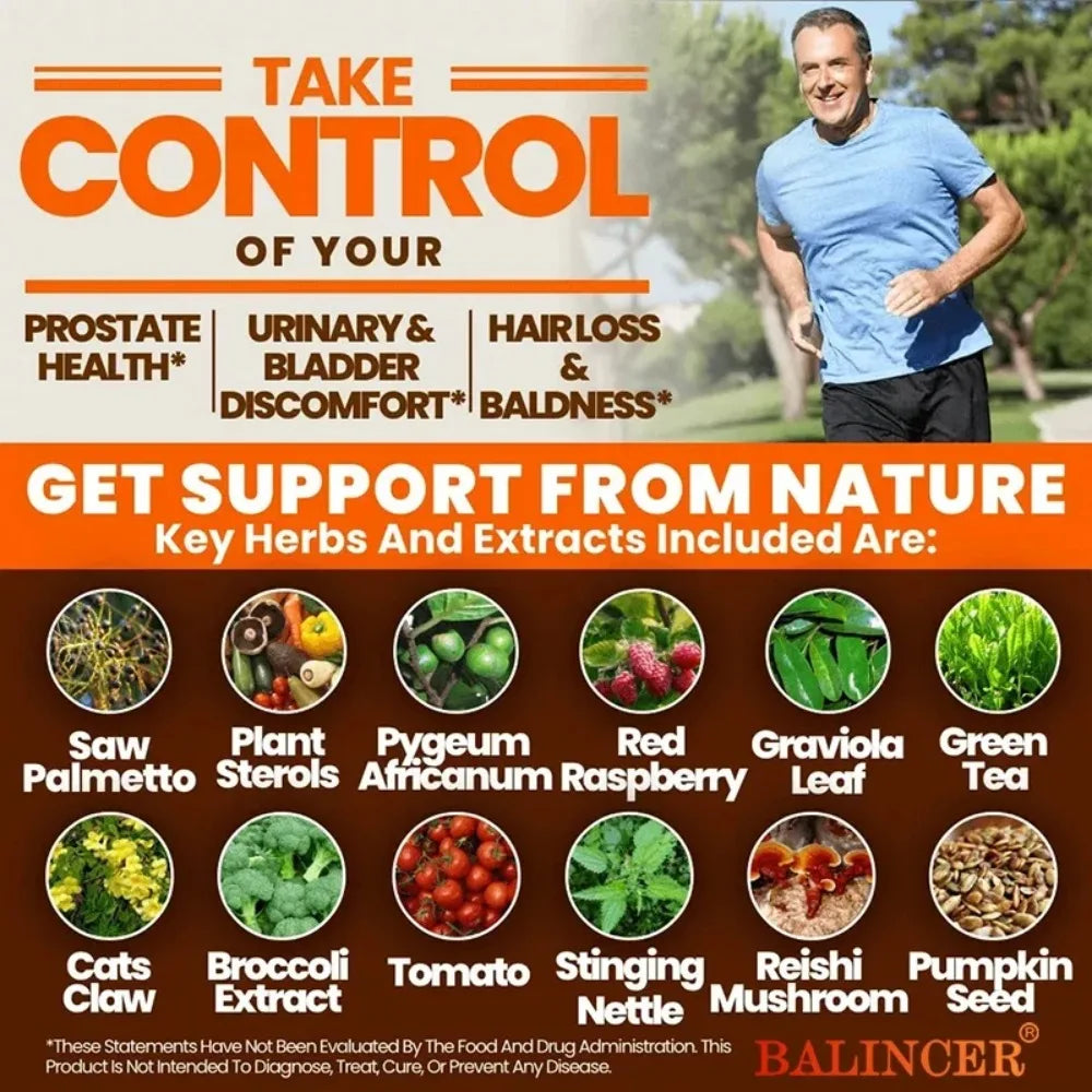 Prostate Supplements, Saw Palmetto Prostate Health Support with 33 Ingredients for Healthy Urination Frequency & Improve Sleep