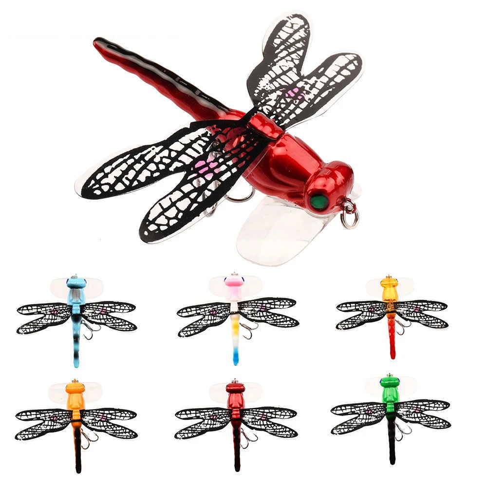 Dragonfly Fishing Lure Floating Artificial Insect Bait Realistic Dragonfly Wobbler With Treble Hook Bass Trout Fishing Tackle