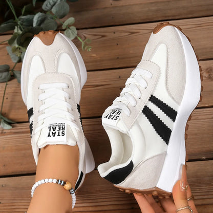 White Women's Sneaker Casual Shoes New Autumn Ladies Patchwork Running Shoes Popular Comfortable Breathable Female Footwear 2025