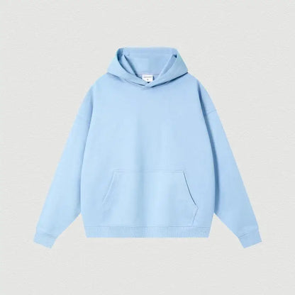 Custom LOGO 400GSM Oversized Frency Terry  Autumn Winter Casual Cotton Men Woven Top Solid Color Hoodies Sweatshirt Streatwear