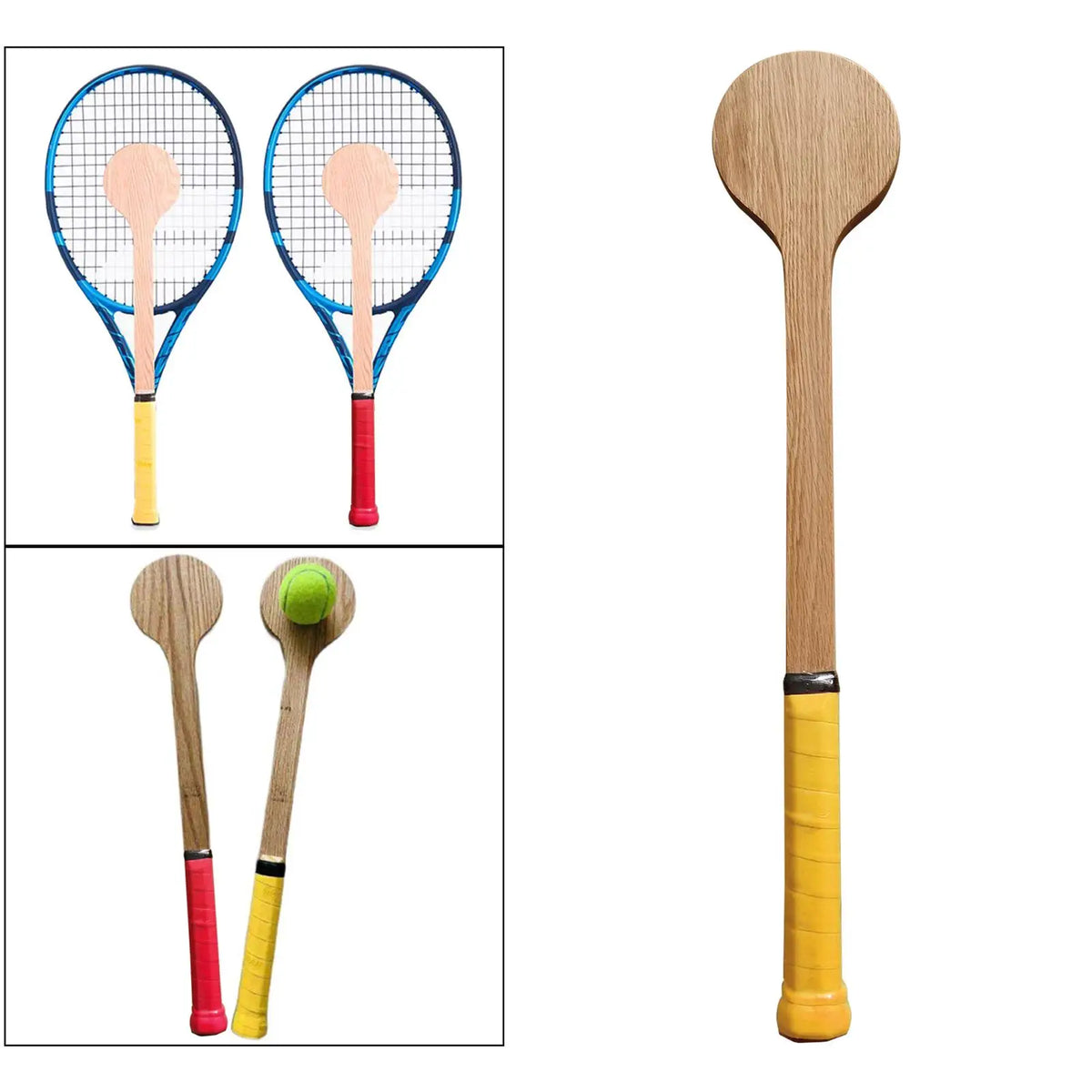 Tennis Sweet Spot Racket Wooden Tennis Spoon Swing Training Racket Accuracy Practice Racket Batting Hitting Equipment Gear