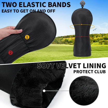 Protective And Stylish Head Covers for Golf Clubs, Suitable for 1 Wood, 3/5 Wood, And Utility Wood. These Durable Covers