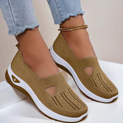 Woman Summer Breathable Mesh Flat Shoes Women Knitted Loafers Elderly Women's Shoes Mom Sneakers Middle-aged Women Casual Shoes