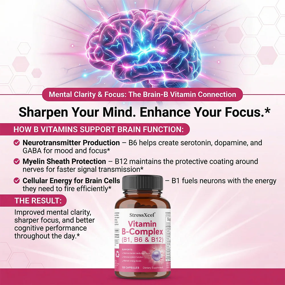 Vitamin B-Complex, B1, B6, B12, Maximum Potency, Supports Energy Metabolism, Immunity, Digestion, Brain, Nerves & Heart Health
