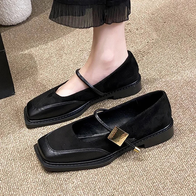 Women's Single Shoes 2026 New Style Low Heel Square Toe Mary Jane Women's Retro Large Size Shoes Designer Sneakers for Women