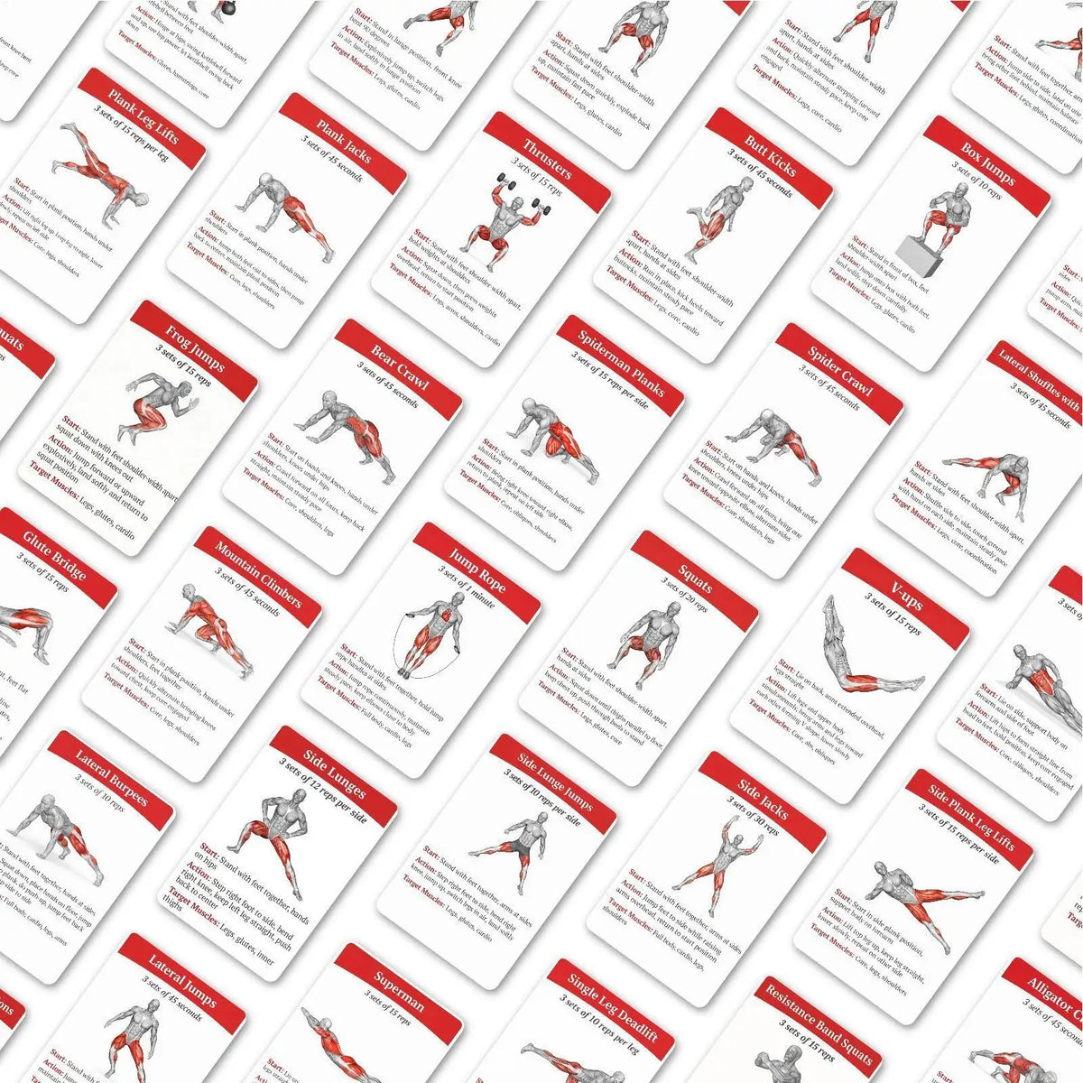 Workout Cards Exercise Deck 36pcs Portable Fitness Training Guide Home Gym Workout Cards for Women Men Beginner Advanced Train