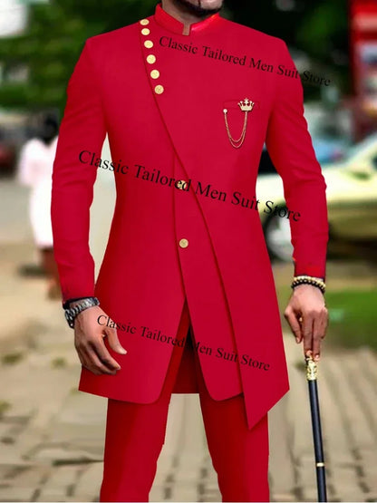 White Luxury Suits For Men Slim Fit Prom Party Wedding Groomsmen Groom Suit Tuxedo 2Pcs Fashion Costume Homme Blazer Pants