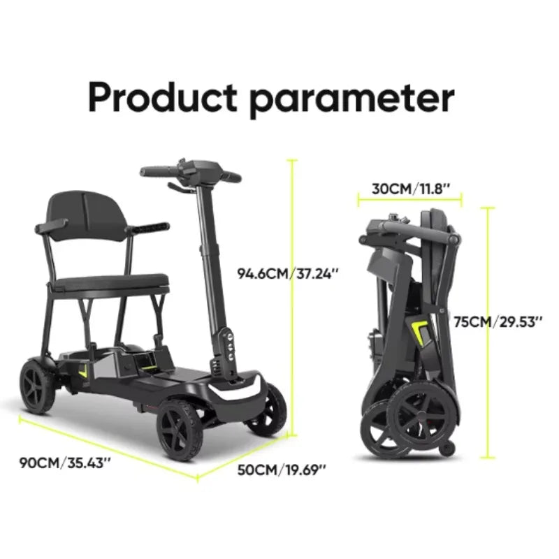 16KG Lightweight Mobility Scooter for Travel Portable Airline Approved 270W Brushless Electric Folding Scooter for Elderly