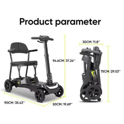 16KG Lightweight Mobility Scooter for Travel Portable Airline Approved 270W Brushless Electric Folding Scooter for Elderly