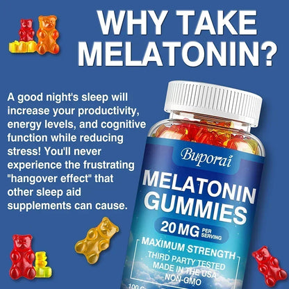 Melatonin 20 Mg Gummies - Relieve Insomnia Healthy Sleep Quality Deep Sleep Stress Relief