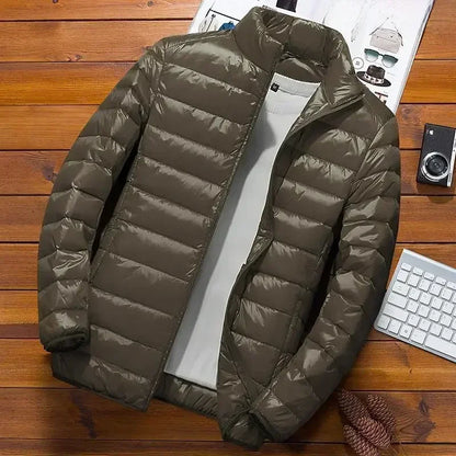 Thin Lightweight Cotton-padded Cropped Jacket Men's Autumn/winter New Style Trendy Stand Collar Youth Ultra-thin Coat