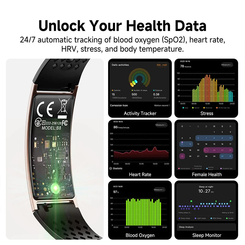 2026 New Intelligent Fitness Tracker for Men and Women Sleep Monitoring 170+Sports Modes Couple Fitness Gift IPX8 SmartBracelet