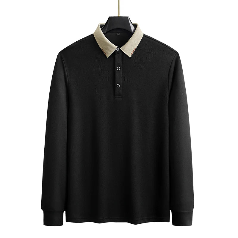 Plus Size 7XL 8XL 9XL Autumn Long Sleeve Business Polo Shirt Men Breathable Casual Gym Jogging Golf Hiking Loose Big Polo Shirt