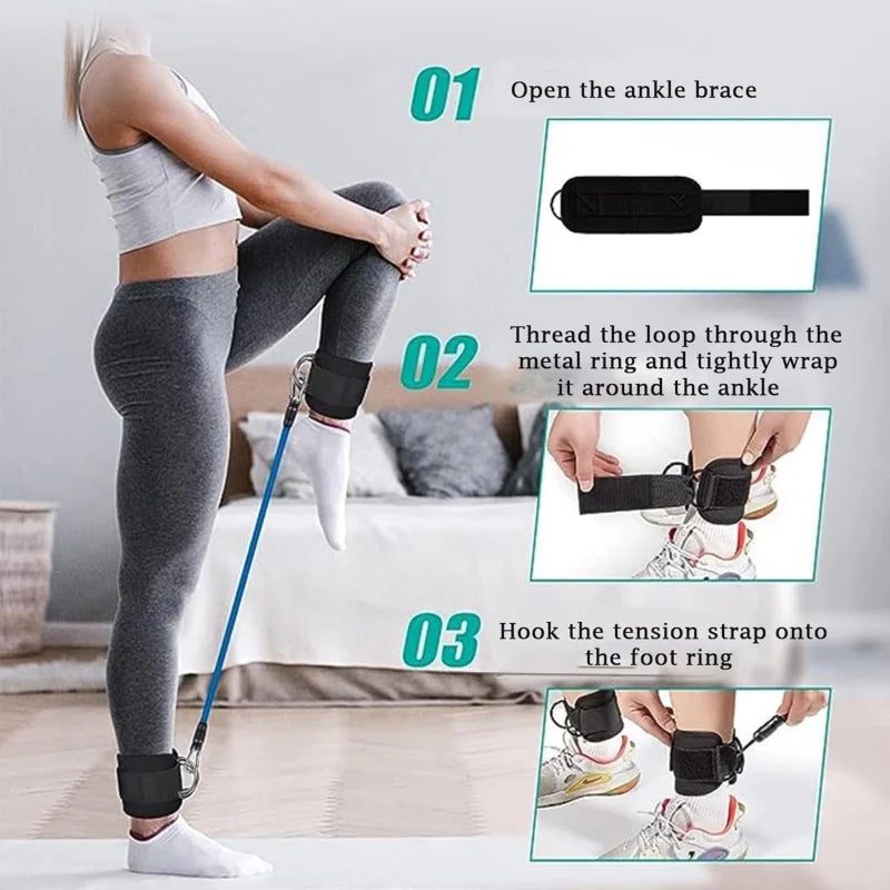 1 Pair Ankle Straps for Cable Machines Resistance Bands Attachment,Gym Cuffs with Stainless Steel D-Ring for Booty Leg Workout