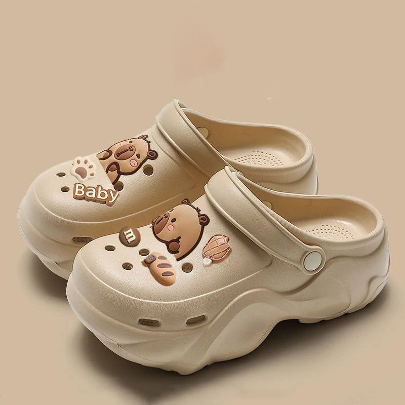 Women DIY Cute Animal button Decor Clogs Fashion Summer Spring Autumn Beach Sandals Cave Hole Female Garden Shoes Students Girls