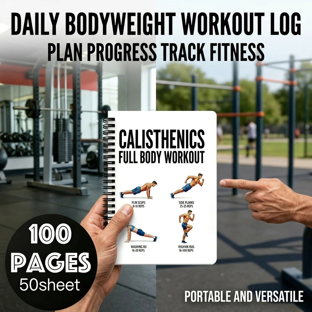 Full Body Workout Notebook Daily Training Guide Portable Fitness Planner for Men Women Home Gym Exercises Gift