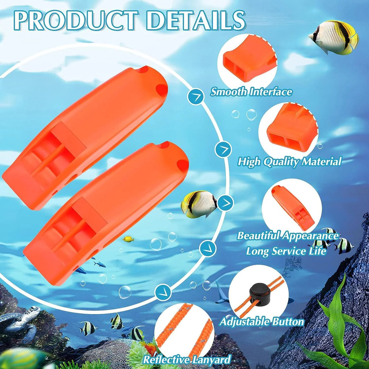 1PC Emergency Whistles with Lanyard Safety Whistles for Kayak Life Jackets Lifeboats Fishing Boats Camping Hiking Hunting