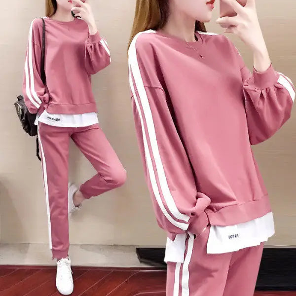 Casual Sportswear Set for Women Spring Autumn New Style Loose Fashionable Large Size Trendy Sweatshirt Best Friend Outfit