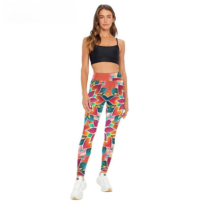 High Waist Yoga Pants Watercolor Splatter Printed All Season Naked Feel Leggings Slimming Workout Tights Trendy Fitness Bottoms