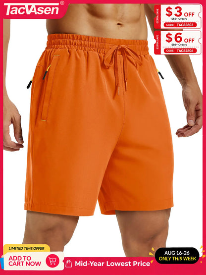 TACVASEN Mens Hiking Shorts Summer 7" Quick Dry Lightweight 3 Zipper Pockets Workout Gym Fitness Athletic Running Shorts Male