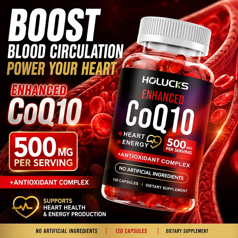 Coenzyme Q10 Supplement, for Heart & Cardiovascular Health Energy Boost, Blood Pressure Balance, Brain Function Support