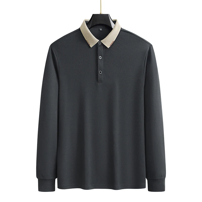 Plus Size 7XL 8XL 9XL Autumn Long Sleeve Business Polo Shirt Men Breathable Casual Gym Jogging Golf Hiking Loose Big Polo Shirt