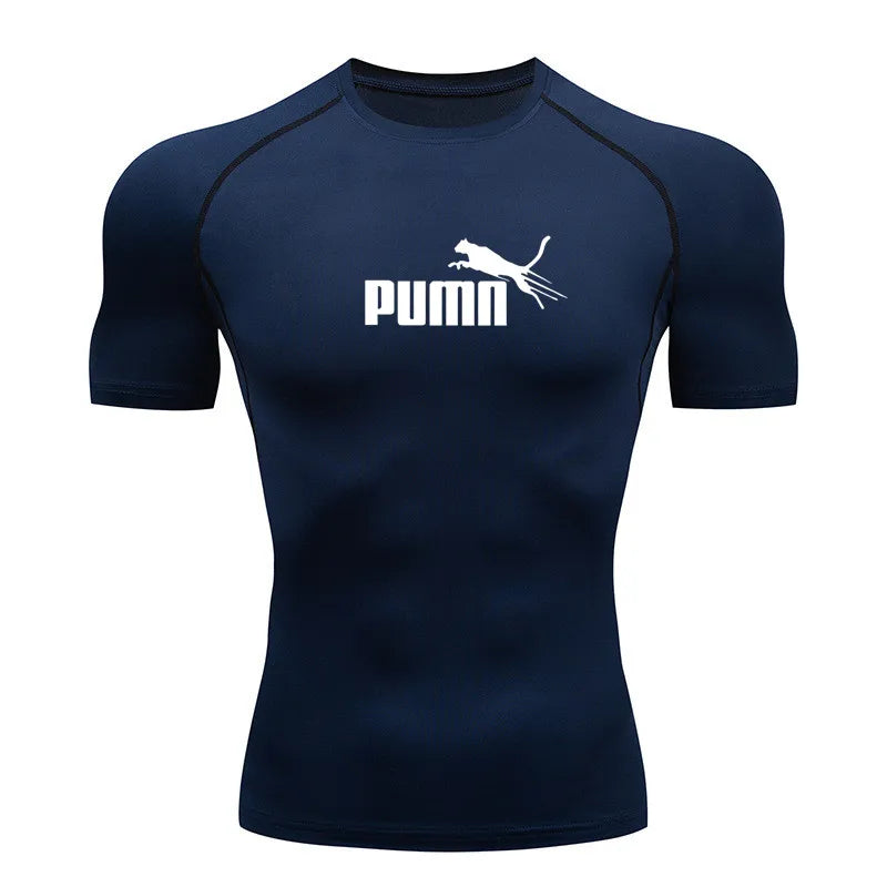 Workout Sportswear for Men's Compression Quick Dry Fit Short Sleeve Athletic T-Shirt for Gym Fitness Running Sport Bodybuilding
