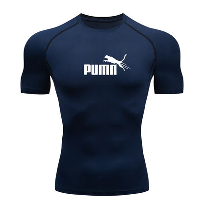 Workout Sportswear for Men's Compression Quick Dry Fit Short Sleeve Athletic T-Shirt for Gym Fitness Running Sport Bodybuilding