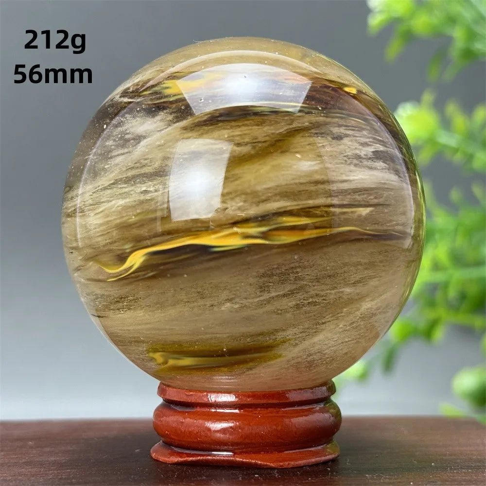 Energy Tiger Skin Smelting Stone Crystal Ball Aura Meditation Witchcraft Prayer Wealth Home Decoration Holiday Gift + Base