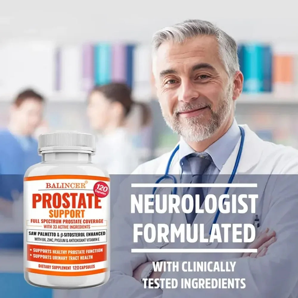 Prostate Supplements, Saw Palmetto Prostate Health Support with 33 Ingredients for Healthy Urination Frequency & Improve Sleep