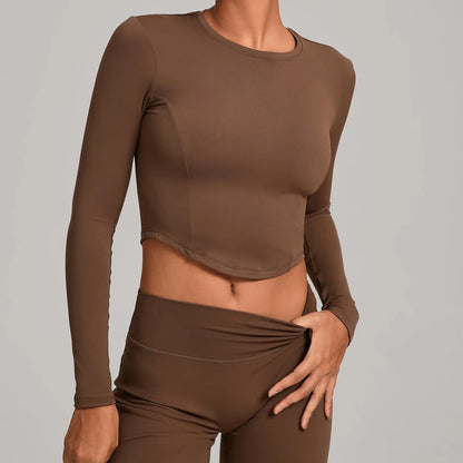 Gym Workout Top Women's Winter Tight-Fitting Long-Sleeved Yoga Sports Fitness Clothes Pilates Running Sports Long-Sleeved Tops