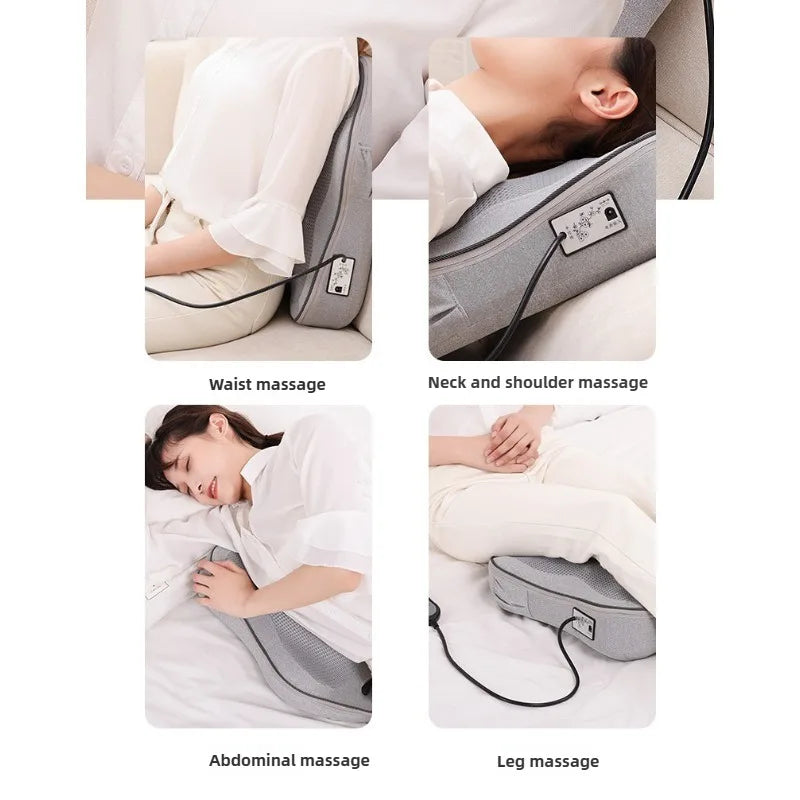 Back Massage Electric Heated Kneading Home Neck and Waist Open Back Lumbar Portable Full Body Massage Cushion With Hand Control