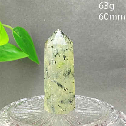 1PC Natural Green Grape Black Hair Crystal Tower Crystal Obelisk for Meditation Chakra Home Decor Magic Gemstone