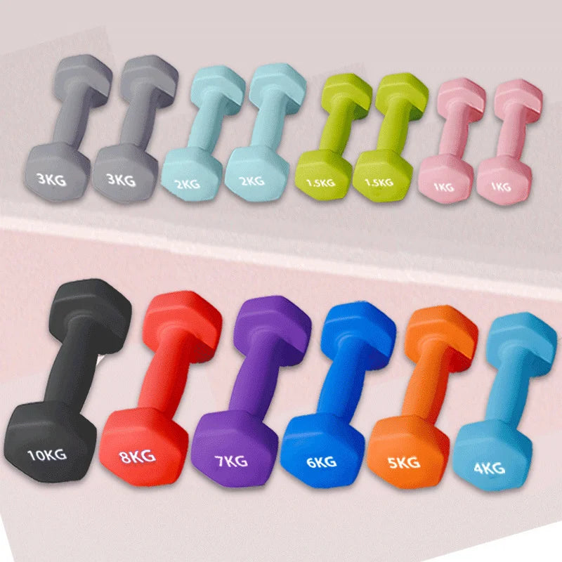 Hexagon Fixed Weight Dumbbells Set Womens 2kg Solid Cast Iron Workout Dumbbells