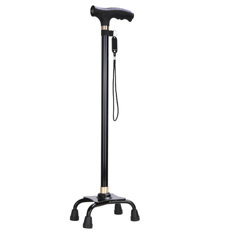 LED Light Walking Stick for Elderly - Adjustable Aluminum Alloy Crutch with Non-Slip Rubber Base for Seniors/Men/Disabled
