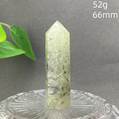 1PC Natural Green Grape Black Hair Crystal Tower Crystal Obelisk for Meditation Chakra Home Decor Magic Gemstone