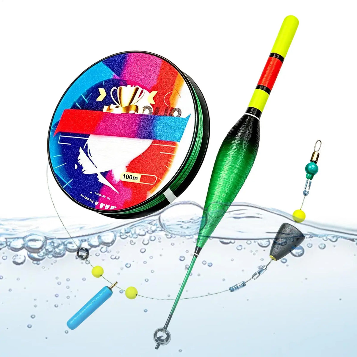 Fishing Line with Bobber with Color Changing Float Automatic Bobber Line Set for Bass Fishing for Kayak Saltwater Boat Pier
