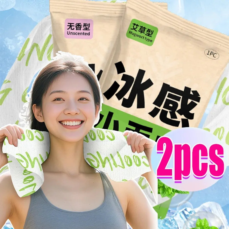 Disposable Cooling Towel Instant Cold Compress with Menthol for Sports Gym Travel Outdoor Activities Face Neck Arms Sweat Wipes