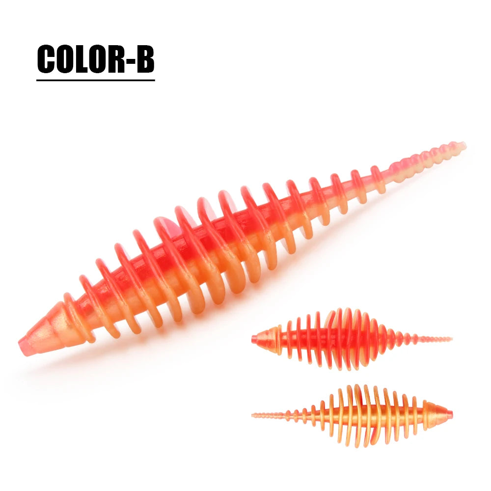 Rosewood Ribbed Worm Soft Plastic Lure Shad Bait 3.6cm/5.3cm For Perch Trout Bass Pike Fishing Tackle Jig Head Drop Shot Pesca