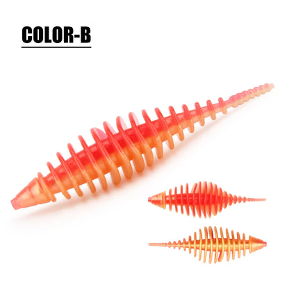 Rosewood Ribbed Worm Soft Plastic Lure Shad Bait 3.6cm/5.3cm For Perch Trout Bass Pike Fishing Tackle Jig Head Drop Shot Pesca