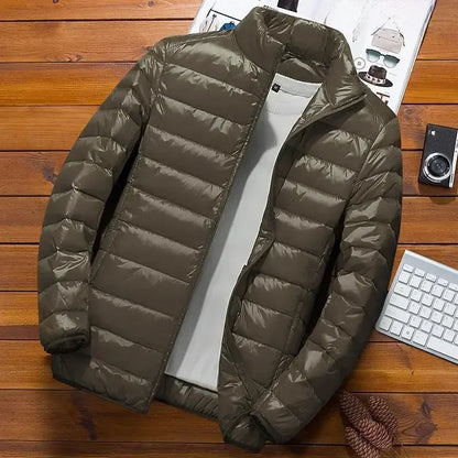 Thin Lightweight Cotton-padded Cropped Jacket Men's Autumn/winter New Style Trendy Stand Collar Youth Ultra-thin Coat