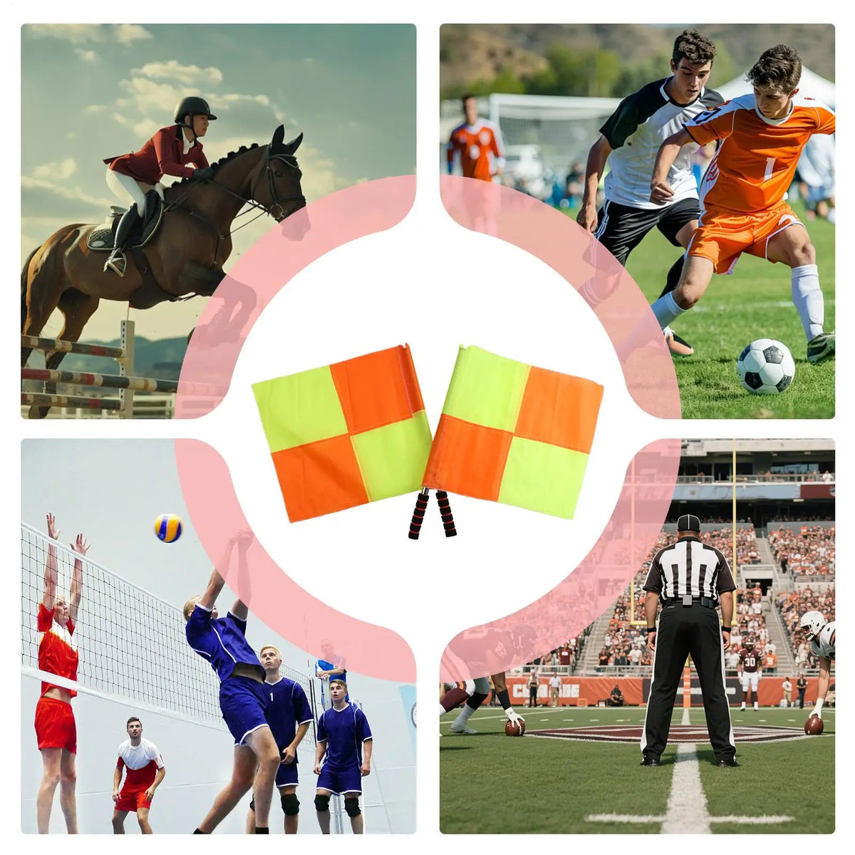 Football Referee Flag 2 Pieces Linesman Volleyball Flags Orange And Yellow Ergonomic Handle Soccer Coaching Equipment