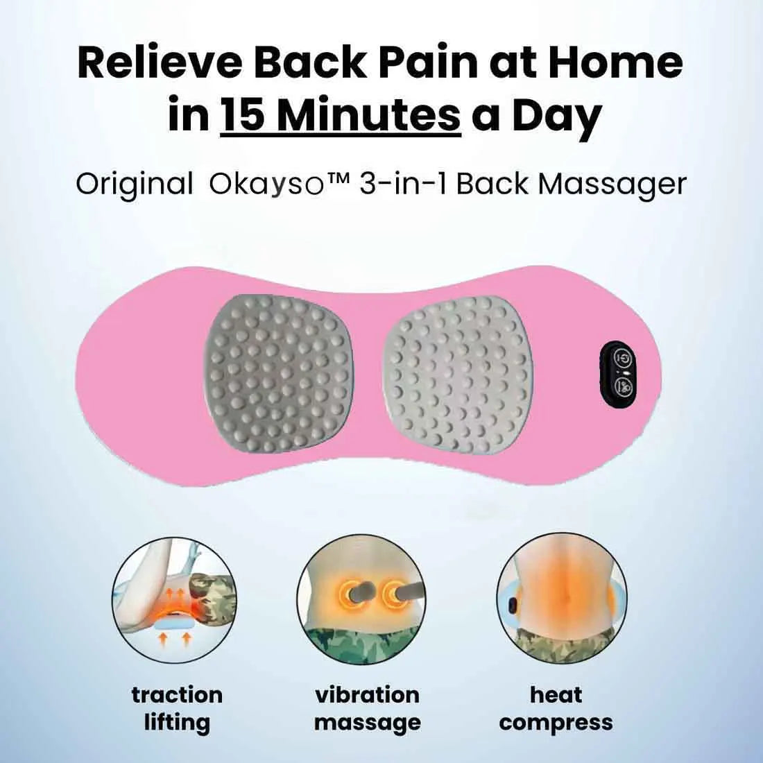 Back Massager  3-in-1 Design with Vibration Back Pain Relief, 135° Ergonomic Contour, Skin-Friendly Fabric & One-Touch Control