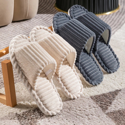 Men's open Toed Slippers Autumn and Winter Indoor Anti slip Breathable Bedroom Silent Couple's home Shoes for Srping and Autunm