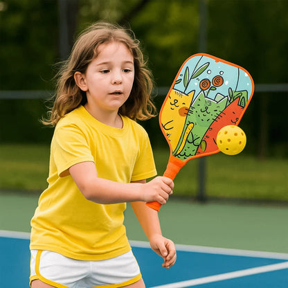 Cartoon Children's Pickleball Set Lightweight Durable 's Pickleball Set Non-Slip Grip 2 Balls Pickleball Paddle Set